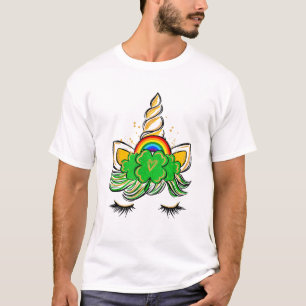 Einhorn Gesicht St. Patrick's Day Irisch Mädchen K T-Shirt