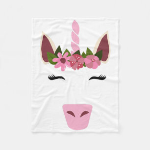 Einhorn-Gesicht Wimpern Lächeln Blumenkranz Hallow Fleecedecke