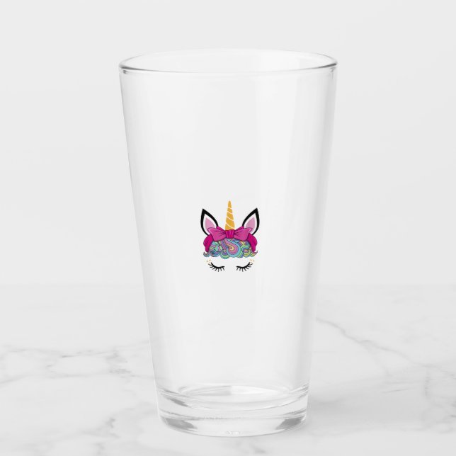 Einhorn-Gesichtskostüm Magisches Geburtstagsgesche Glas (Vorderseite)
