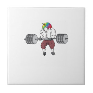 Einhorn Gewichtheben Fitness Gym Bodybuilding Tan Fliese