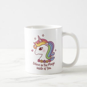 Einhorn Glaube an die Magie in dir Zitat Kaffeetasse