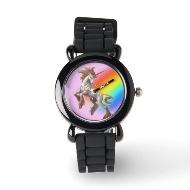 Einhorn-Glitzer-Uhr Armbanduhr (Vorderseite)