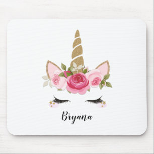 Einhorn Gold Blume Süß Trend Mauspad
