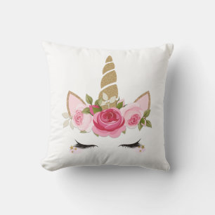 Einhorn Gold Floral Cute Trend Zierkissen