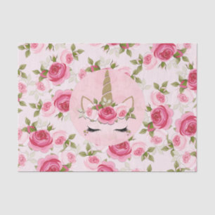 Einhorn Gold Rosa Blumen Rosen Süß Trendig Seidenpapier