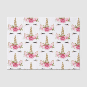 Einhorn Gold Rosa Blumen Süß Trendige Taschentüche Seidenpapier
