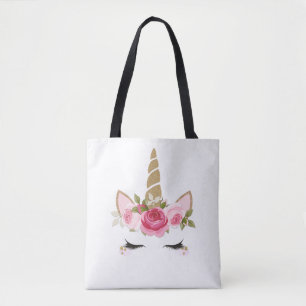 Einhorn Gold Rosa Blumen Süße Modische Einkaufstas Tasche
