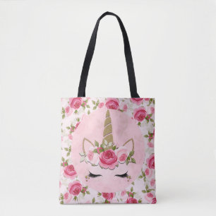Einhorn Gold Rosa Blumenrose Süß Trendig Tasche