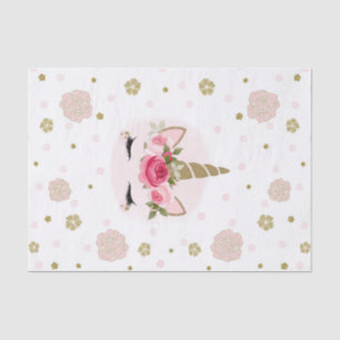 Einhorn Gold Rosa Blüten Süße Trendige Party Seidenpapier