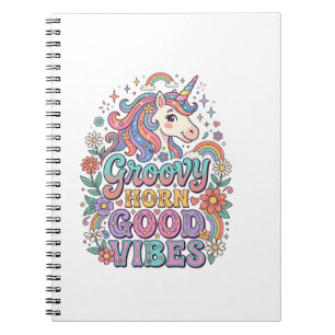 Einhorn Groovy Horn Gute Vibes Charmante POD Kunst Notizblock