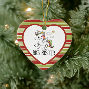 Einhorn große Schwester Süße Weihnachten Keramik Ornament