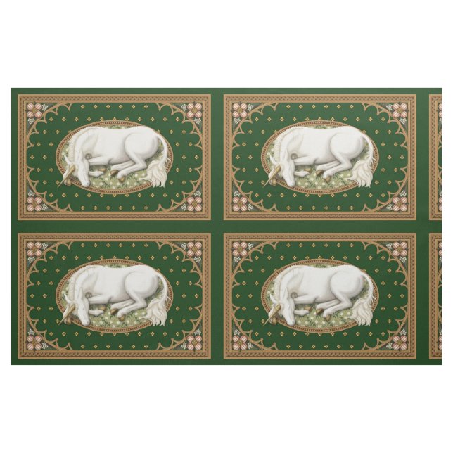 Einhorn-grünes Mittelalter 1/4 yd Panel Stoff (Yard (91,4 cm))