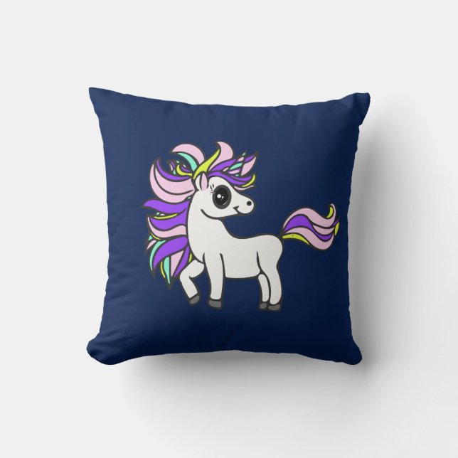 Einhorn Gruppe, buntes Pony Kissen (Vorderseite)