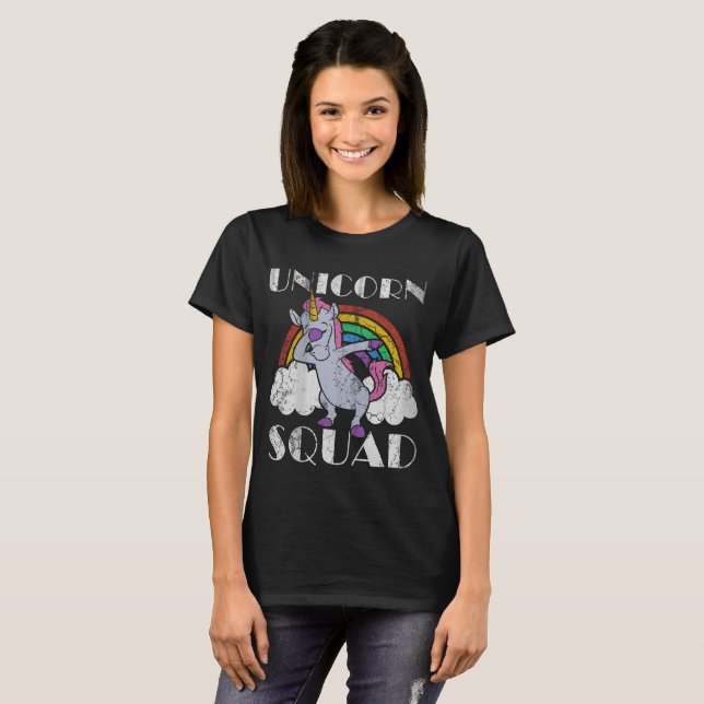 Einhorn-Gruppen-Betupfen T-Shirt (Vorne ganz)