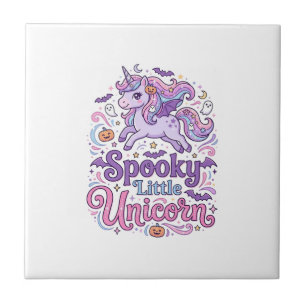Einhorn Gruseliges Kleines Einhorn Retro-Stil-Shir Fliese