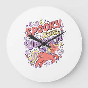 Einhorn Gruseliges kleines Einhorn Whimsical Weiß Große Wanduhr