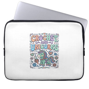 Einhorn-Häkel- und Einhörner Kawaii-Aufkleber und Laptopschutzhülle