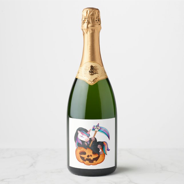 Einhorn Halloween Sicherheitskostüm Tochter Kürbis (Vorderseite)