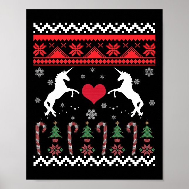 Einhorn hässliche Weihnachtspullover-Party  Poster (Vorne)