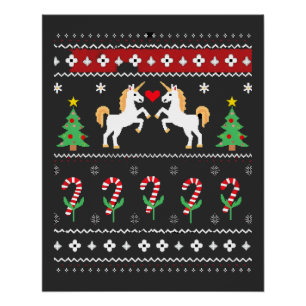 Einhorn hässliches Weihnachtspullover-Party-T-Shir Poster