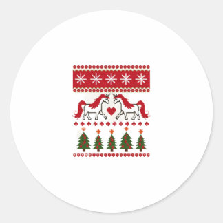 Einhorn hässliches Weihnachtspullover-Party-T-Shir Runder Aufkleber