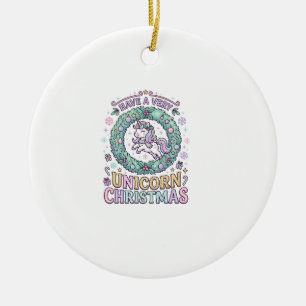 Einhorn hat ein sehr Einhorn-Weihnachten Fett Typo Keramik Ornament