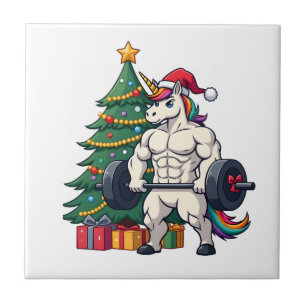 Einhorn hebt Weihnachten Gewichtheben Deadlift G Fliese
