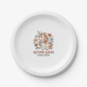 Einhorn Herbstblätter Einhorn Grafikdesign Merch Pappteller