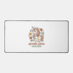 Einhorn Herbstblätter Einhorn Grafikdesign Merch Schreibtischunterlage