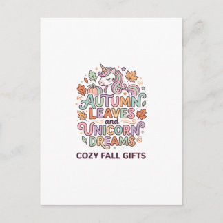 Einhorn Herbstblätter und Einhorn-Träume Fette Typ Postkarte