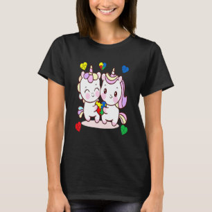 Einhorn-Herz-Puzzleteil Autismus-Bewusstsein Süße T-Shirt