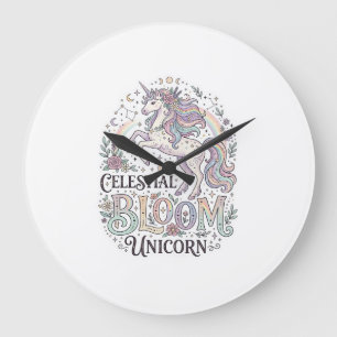 Einhorn Himmelsblüte Einhorn Premium Vektor Typ Große Wanduhr