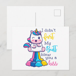 Einhorn, ich furzte nicht, mein Arsch blies dir ei Postkarte
