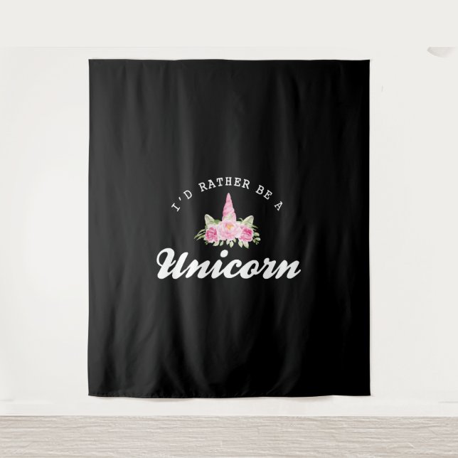 Einhorn Ich möchte lieber ein Einhorn sein Wandteppich (Vorderseite)