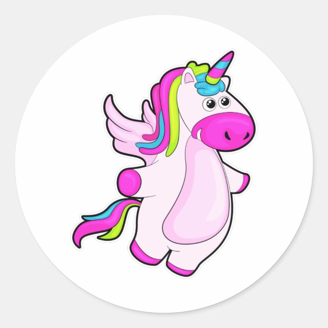 Einhorn im Fliegen Runder Aufkleber (Vorderseite)