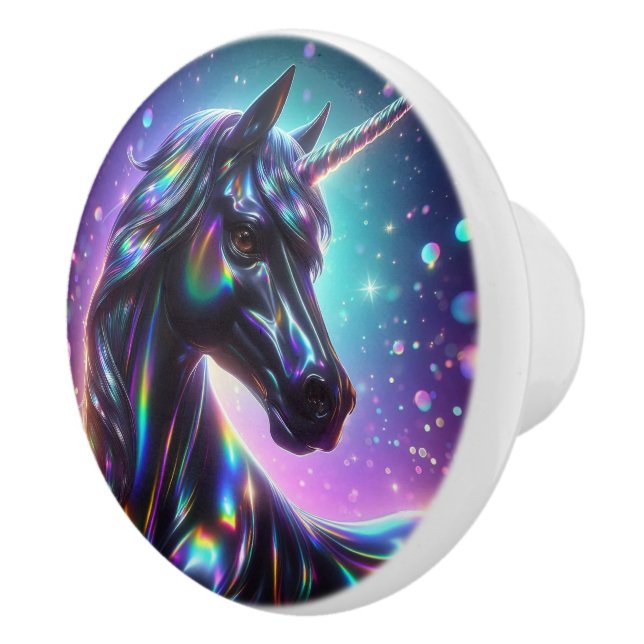 Einhorn im magischen Hintergrund Keramikknauf (Rechts)