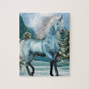 Einhorn im Mondschein-Puzzlespiel