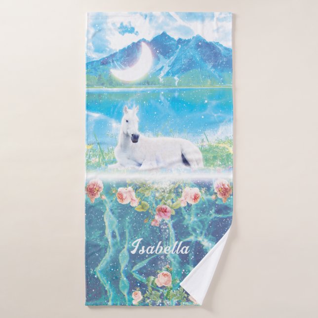 Einhorn im Paradies Personalisiert Badehandtuch (Badehandtuch)