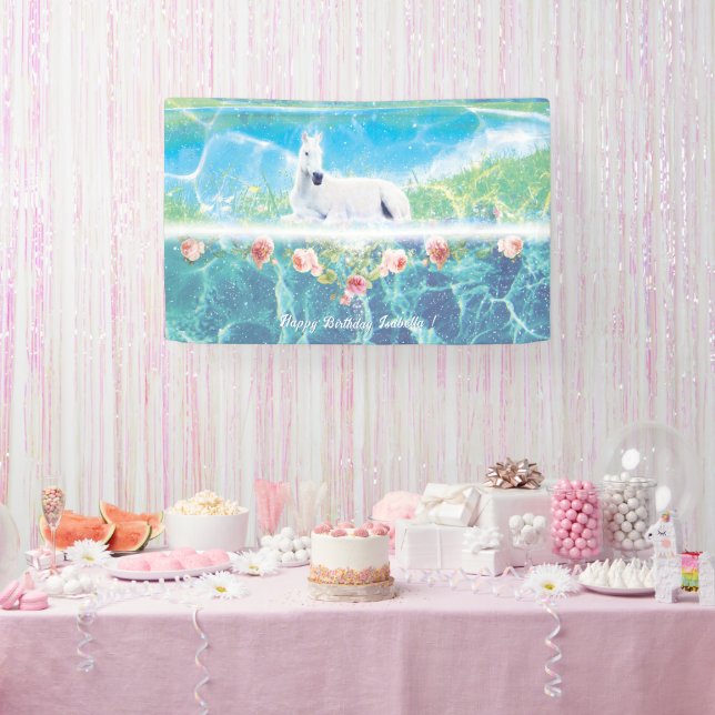 Einhorn im Paradies Personalisiert Banner (Party)