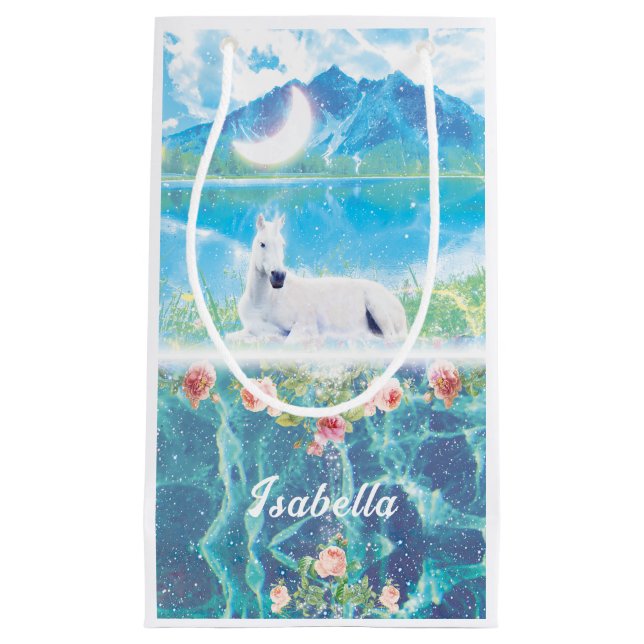 Einhorn im Paradies Personalisiert Kleine Geschenktüte (Vorderseite)