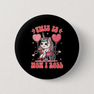Einhorn im Rollstuhl isst Eiscreme So bin ich Button