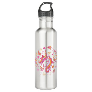 Einhorn im Rosa und in der Orange Edelstahlflasche
