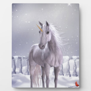 Einhorn im Schnee Fotoplatte