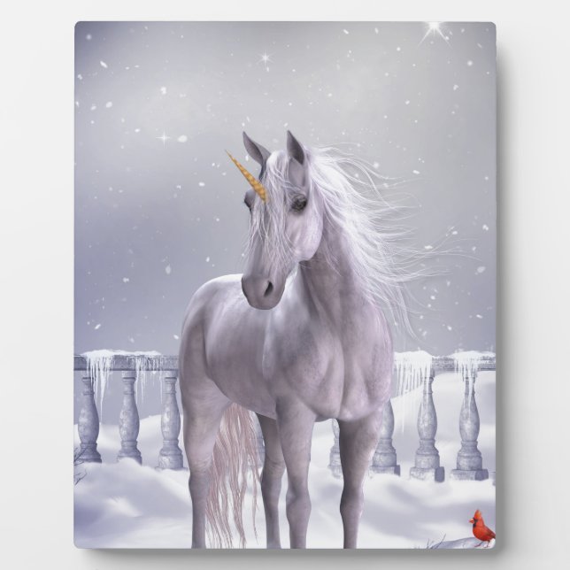 Einhorn im Schnee Fotoplatte (Vorderseite)