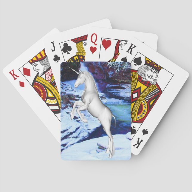 Einhorn im Schnee Spielkarten (Rückseite)