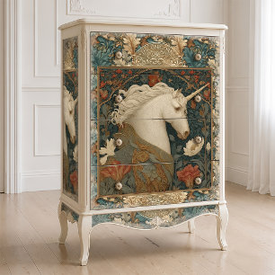 Einhorn im Stil von William Morris, Botanical Art Seidenpapier
