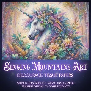 Einhorn im verzauberten Blumenwald Seidenpapier