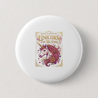 Einhorn in blühendem stilvollen Zazzle-Design_1 Button