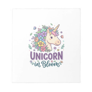 Einhorn in Blüte Fettgedruckte Typografie Druck au Notizblock