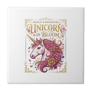 Einhorn in Blüte Stylishes Zazzle Design_1 Fliese